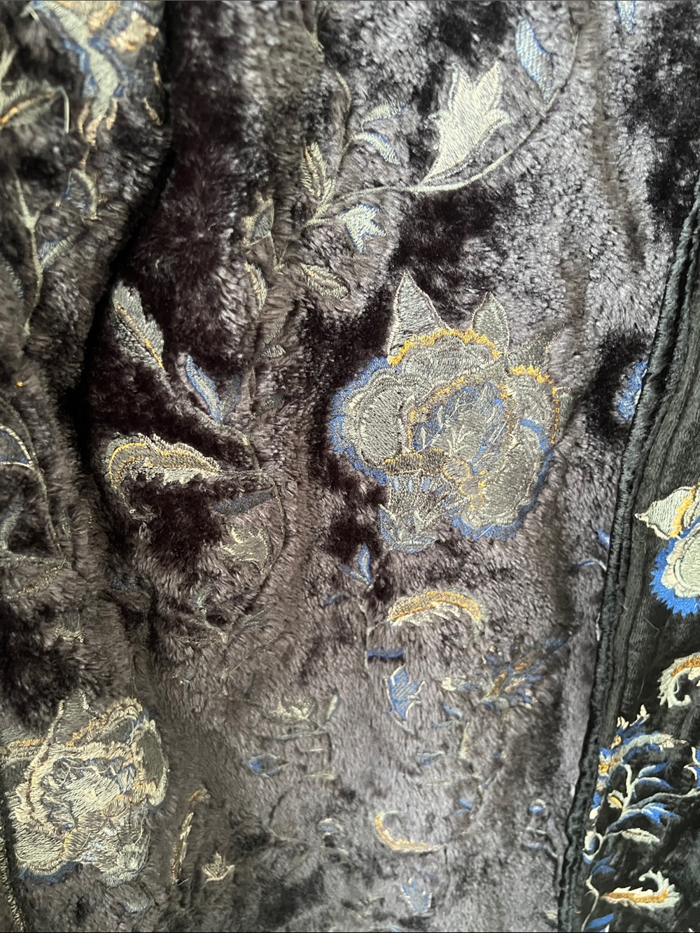 Anthropologie BL-NK London Roxanne Velvet Embroidered Floral Duster Jacket M - Picture 12 of 16